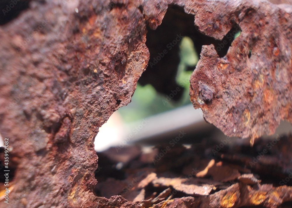 Fototapeta premium Natural processes that occur in iron without rust protection
