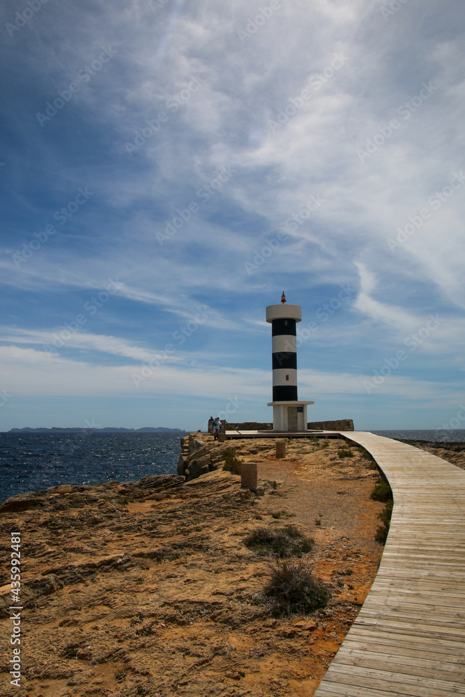 Panoramic view of a lighthouse standing at the coast of Mallorca