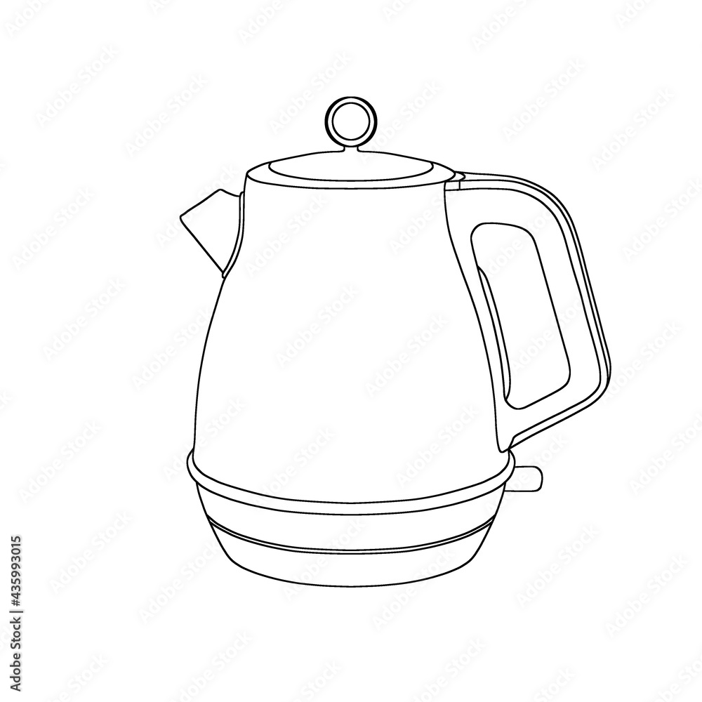 Obraz premium A sketch of a designer modern electric kettle. The kettle is a single line.