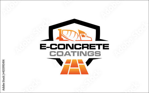 Illustration vector graphic of concrete mixer truck logo design template