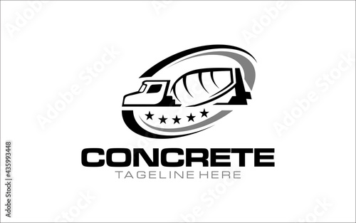 Illustration vector graphic of concrete mixer truck logo design template