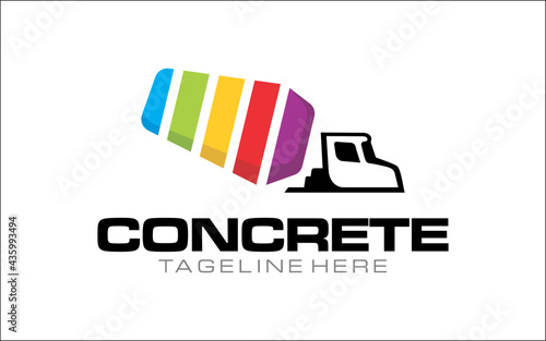 Illustration vector graphic of concrete mixer truck logo design template