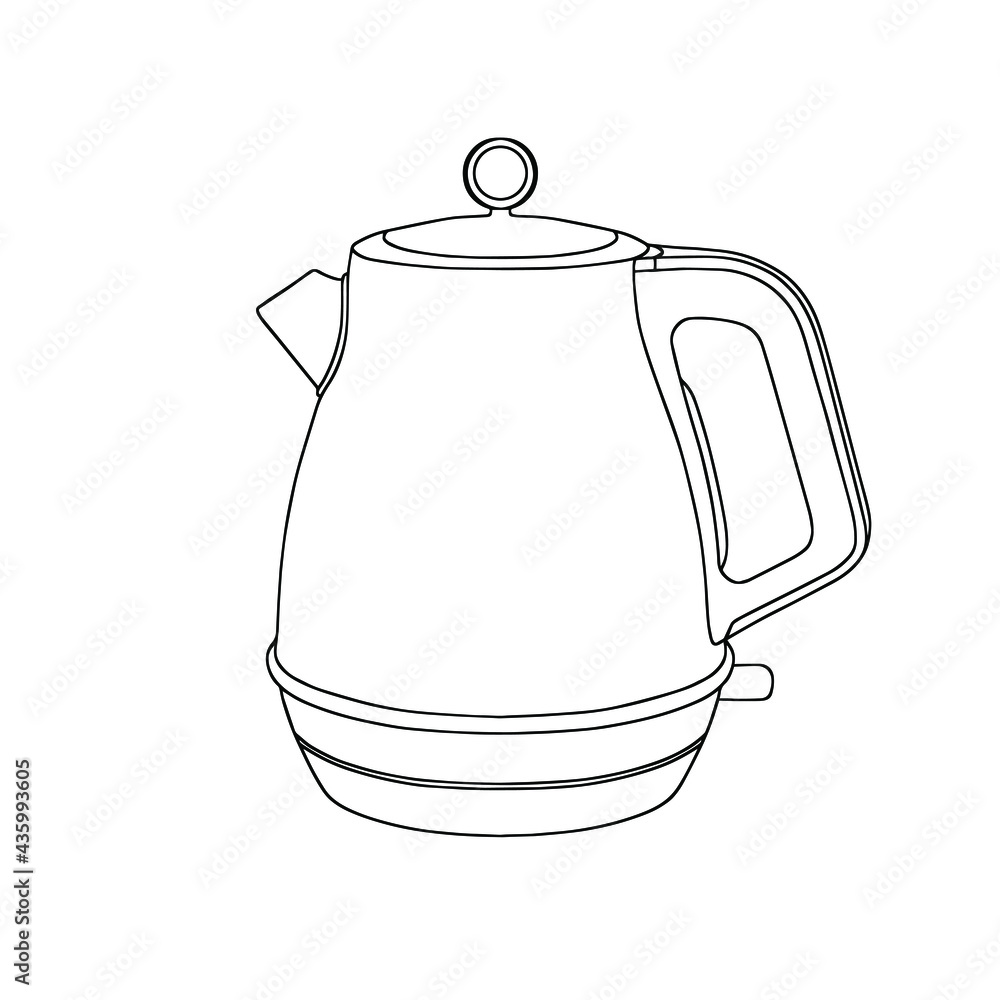 Obraz premium A sketch of a designer modern electric kettle. The kettle is a single line.