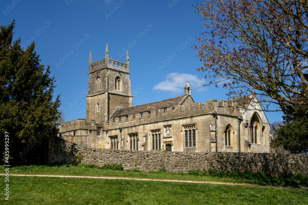 SWINDON, WILTSHIRE, UK -APRIL 25 : View of St Marys church in Lydiard Park near Swindon Wiltshire on April 25, 2021