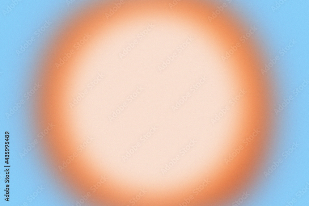 Circle Spiritual halo, mental health, energy, aura. Blue, orange natural round Grainy Gradient. - obrazy, fototapety, plakaty 