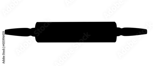 Rolling pin. Kithsen utensil. Vector illustration. Rolling pin black silhouette
