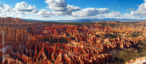 Bryce Canyon, Utah, USA. Panoramic view of Bryce Amphitheater during a beautiful sunset, viewed from the Inspiration Point.