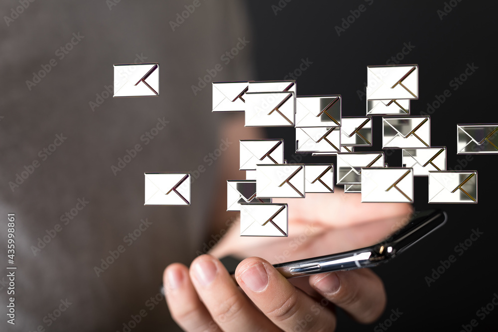 email icon concept in hand background email icon concept in hand background