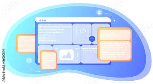 Website page development. SEO. Search engines optimization landing page. Template landing page for website. Web development, optimization, user experience. Website layout elements. Web banner