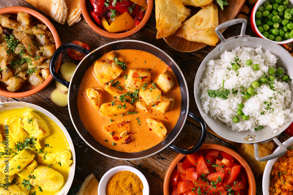 assorted of indian food- top view assorted of indian food- top view