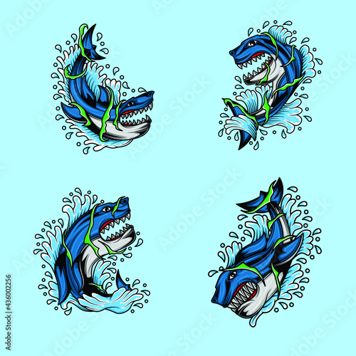 Shark illustration design cartoon bundle