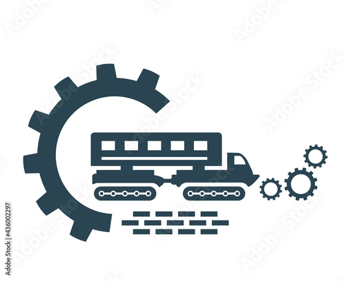 Vector illustration, icon, logo of a van tractor all-terrain vehicle.  
