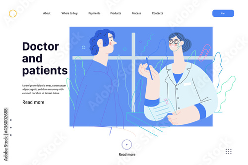 Doctor and patients - medical insurance web template