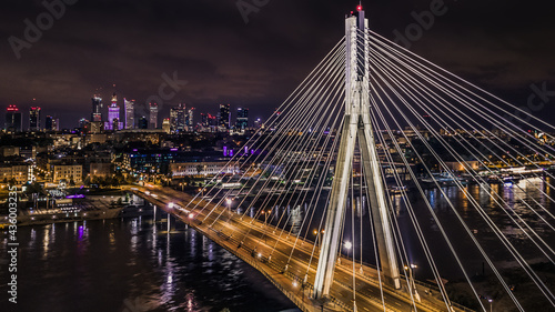 Warsaw bridge at night