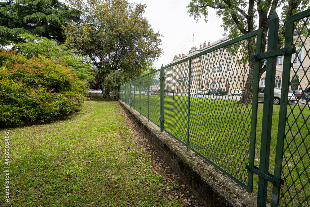 The old metal barrier that marked the border between Italy and Slovenia in Gorizia The old metal barrier that marked the border between Italy and Slovenia in Gorizia