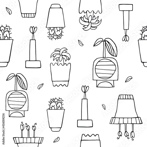 Flores e plantas. Padrão vectorial.