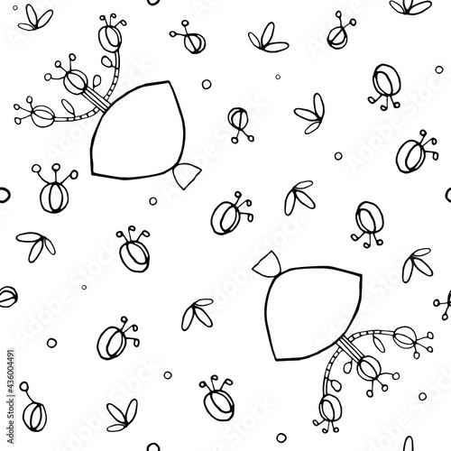 Flores e plantas. Padrão vectorial.