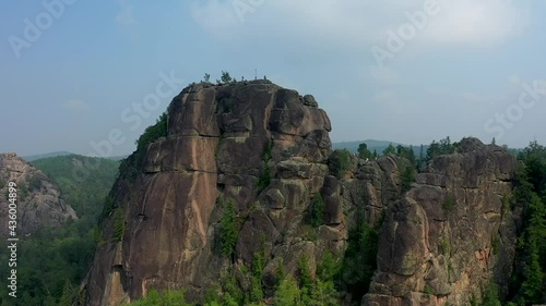 Drone flight over famous Krasnoyarsk pillars
