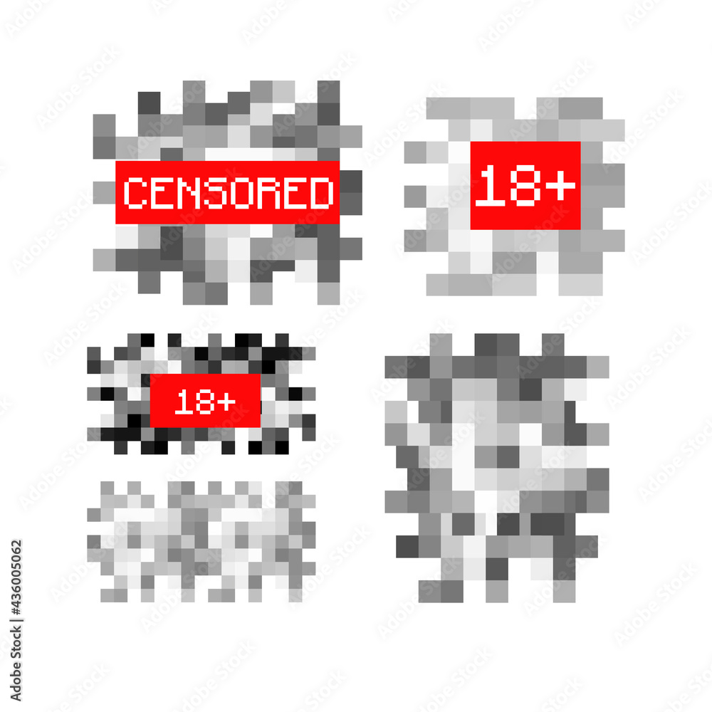 Vecteur Stock Pixel censor sign. Censorship rectangle background. Set ...