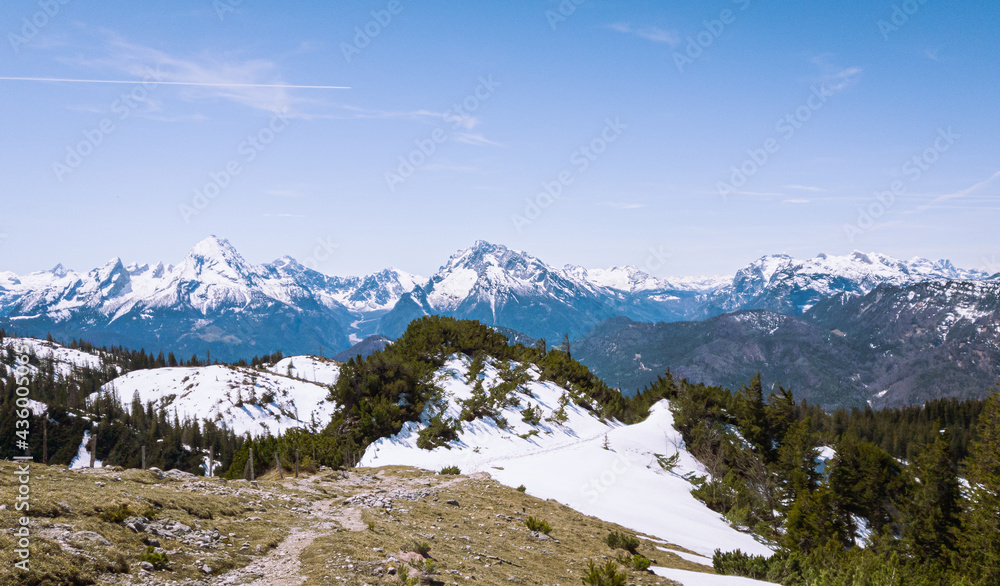 Panorama view to the Bavarian Alps in summer, Berchtesgaden, Germany 