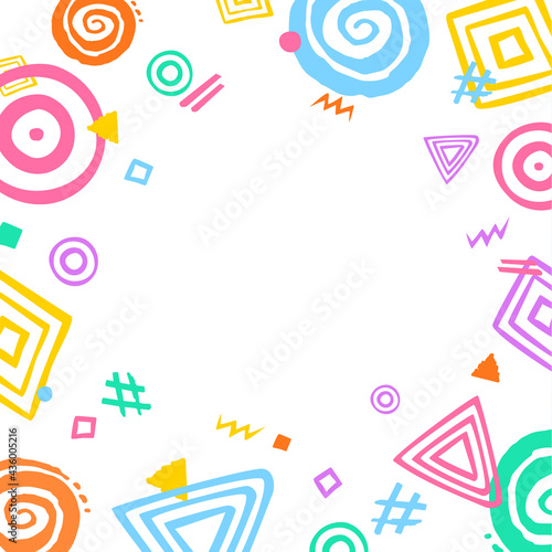 abstract different shapes border frame fun  background with place for text  isolated vector illustration texture