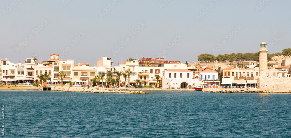 View of the city of Rethymno from see. Island of Crete