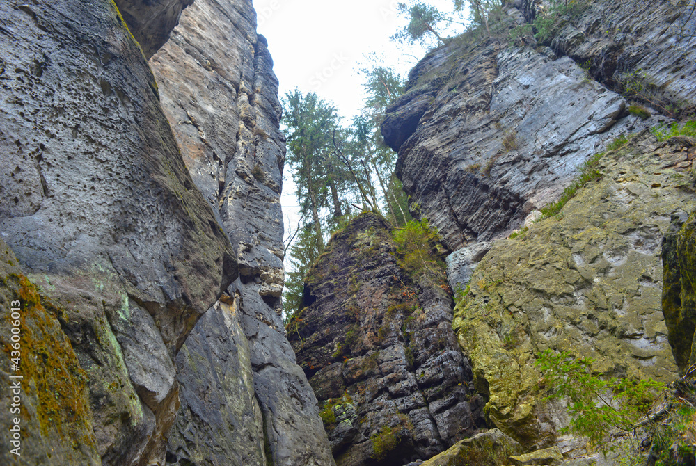 Saxon Switzerland, Germany, view through sandstone rocks