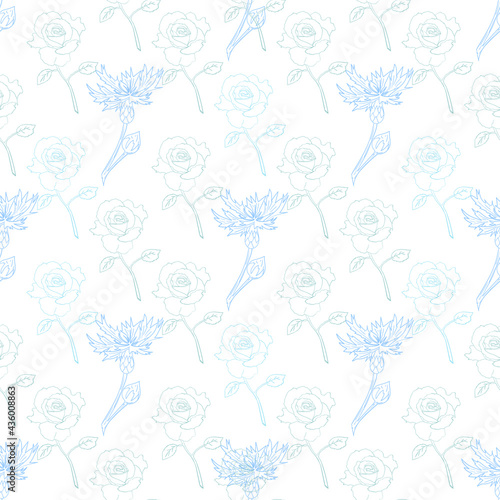 Fototapeta Naklejka Na Ścianę i Meble -  Vector seamless minimalistic style floral pattern. Abstract colorful background. Modern texture. Contemporary graphic design.