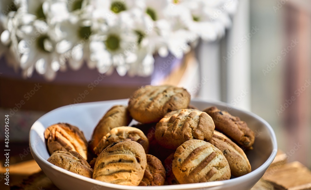 Homemade cookies with nuts, wood background, selective focus. High quality photo Homemade cookies with nuts, wood background, selective focus. High quality photo