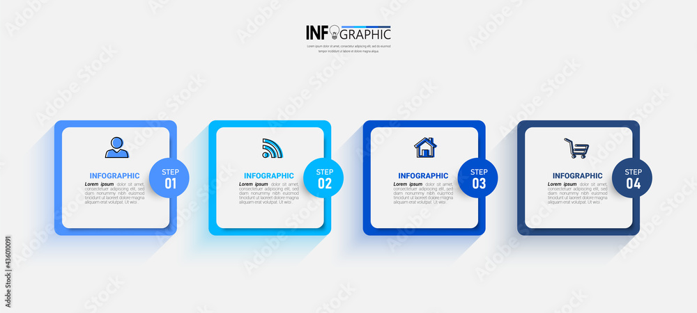 Infographics design template, 3D Business concept with 4 steps or options, can be used for workflow layout, diagram, annual report, web design.Creative banner, label vector.
Infographics design template, 3D Business concept with 4 steps or options, can be used for workflow layout, diagram, annual report, web design.Creative banner, label vector.