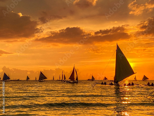Sunset at Boracay beach in Philippines