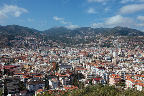 view from the panoramic platform to the city and the mountains of alanya photo