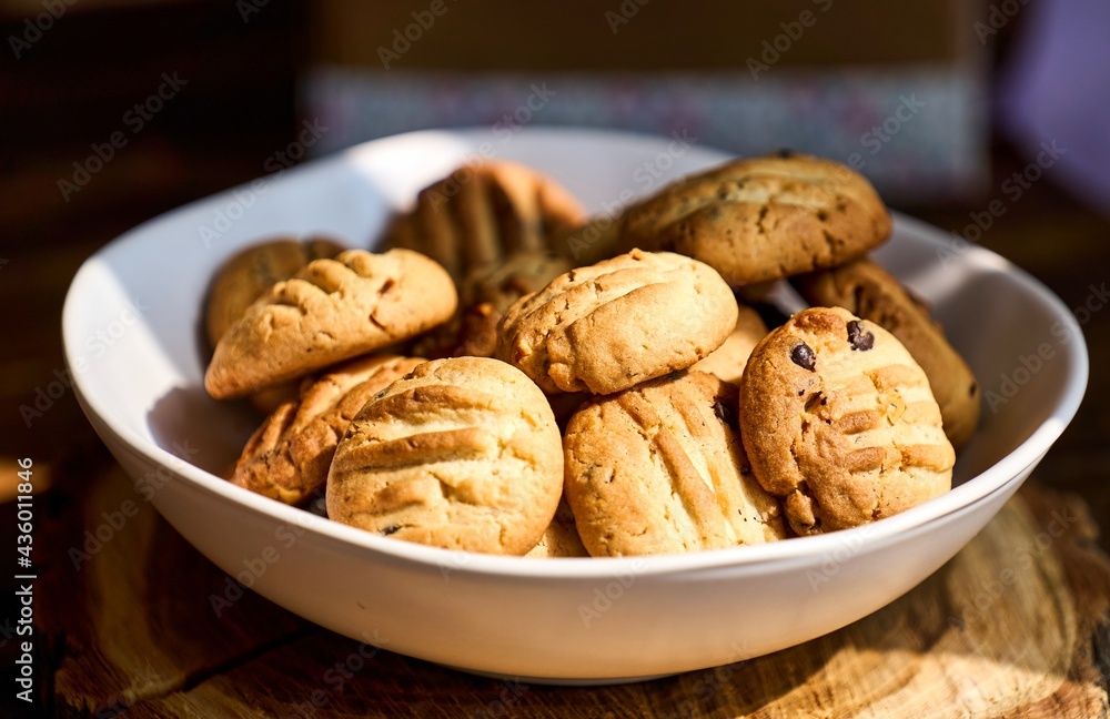 Homemade cookies with nuts, wood background, selective focus. High quality photo Homemade cookies with nuts, wood background, selective focus. High quality photo