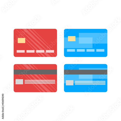 Credit cards set with colorful abstract design background. Black credit card. Vector illustration.