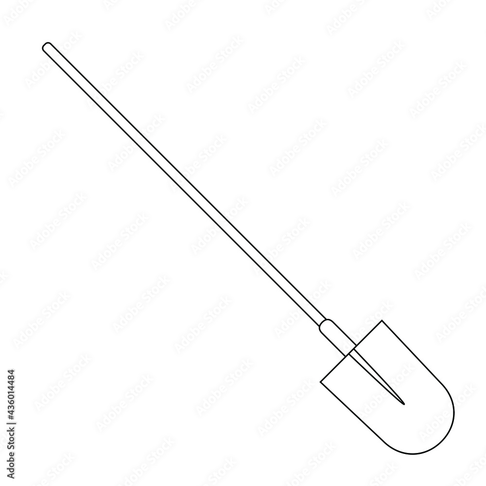 Gardening tools spade outline simple minimalistic flat design vector illustration isolated on white background Gardening tools spade outline simple minimalistic flat design vector illustration isolated on white background