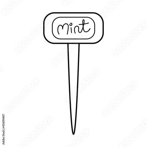 Gardening tools garden seed marker for mint outline simple minimalistic flat design vector illustration isolated on white background