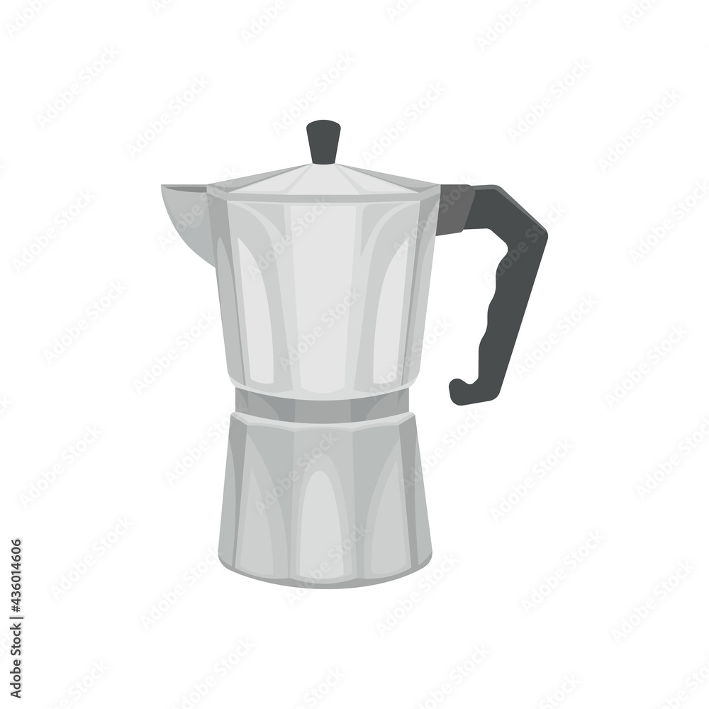Traditional Italian style metallic coffee maker isolated. Vector icon vintage object illustration. Retro espresso machine symbol design. Traditional Italian style metallic coffee maker isolated. Vector icon vintage object illustration. Retro espresso machine symbol design.