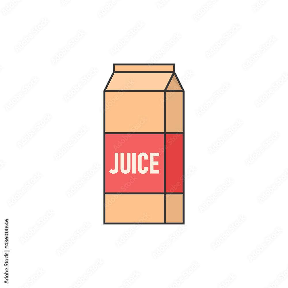 Juice isolated icon on white background. Juice pack. Flat style vector illustration. Juice isolated icon on white background. Juice pack. Flat style vector illustration.
