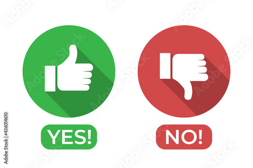 Yes and no icon with thumbs up and thumbs down