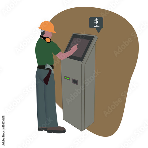 labor migrant sends money.  Vector illustration of a father transferring money to his wife with a child. International Day of Family Money Transfers (IDFR). Remittance and money. 1 of 3