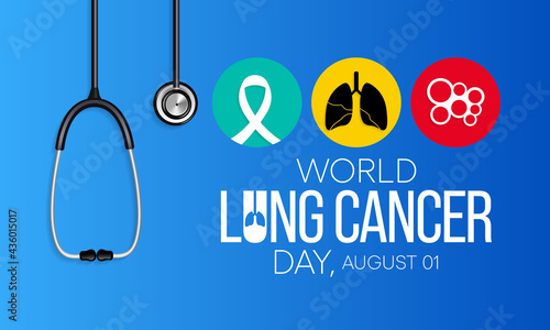 World Lung Cancer day is observed every year on August 1st, it is cancer that starts in the lungs. When a person has cancer, they have abnormal cells that cluster together to form a tumor. Vector art