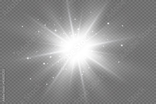 Special effect light flare with golden rays of light and magic sparkles. Glow transparent vector light effect set, explosion, sparkle, spark, solar flare
