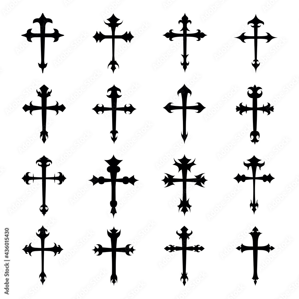 Christian Crosses Icon Vector Set Christian Crosses Icon Vector Set