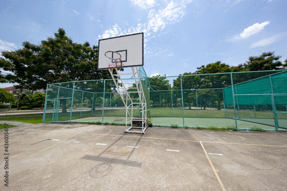 Basketball hoop in the public area.