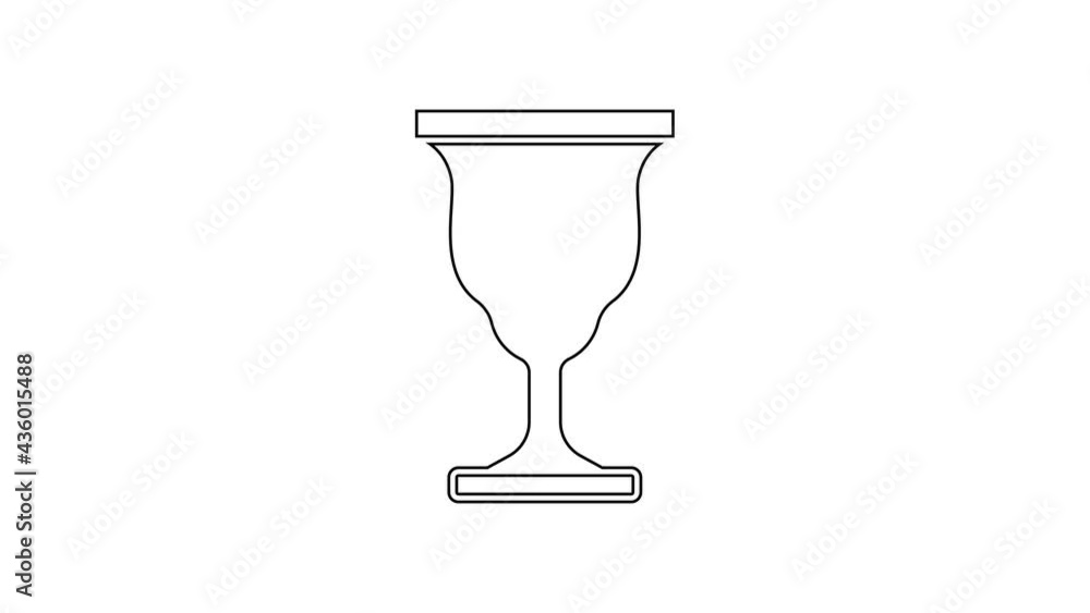 Black line Christian chalice icon isolated on white background. Christianity icon. Happy Easter. 4K Video motion graphic animation Black line Christian chalice icon isolated on white background. Christianity icon. Happy Easter. 4K Video motion graphic animation