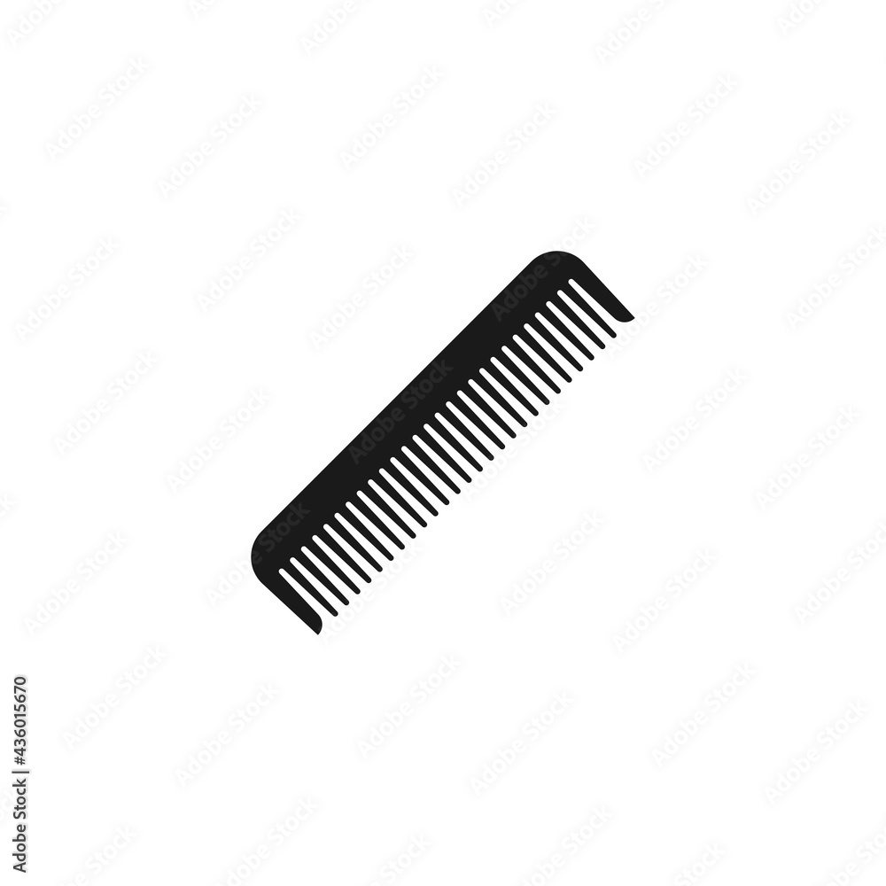 Black hair comb. Barber tool. Vector illustration