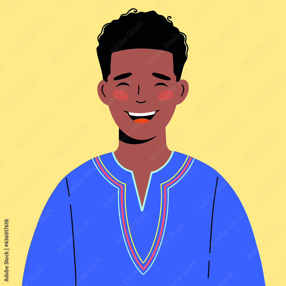 African-American man in ethnic clothing. Illustration of a black man. Great for avatars.