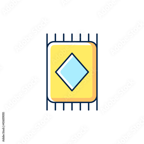 Carpet RGB color icon. Floor tiles. Bedroom rug. Interior decoration. Textile products, household cloths. Isolated vector illustration. Domestic material item simple filled line drawing.