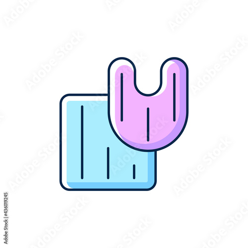 Bathroom rug set RGB color icon. Toilet mat. Shower carpet. Floor tiles. Textile products, household cloths. Isolated vector illustration. Domestic material item simple filled line drawing