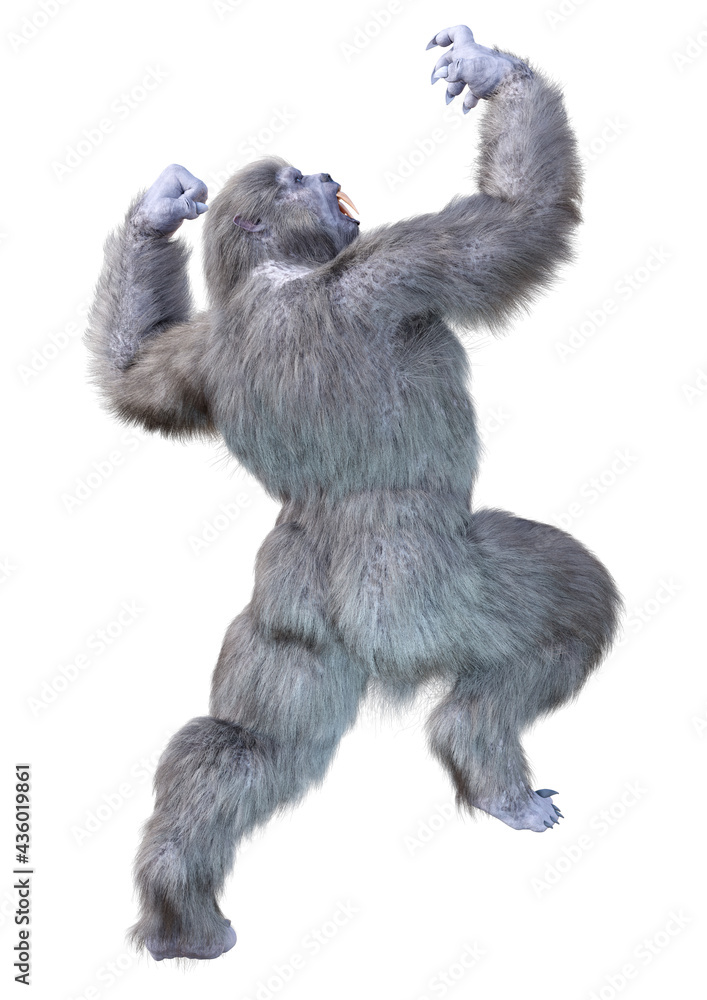 3D Rendering Snow Beast on White